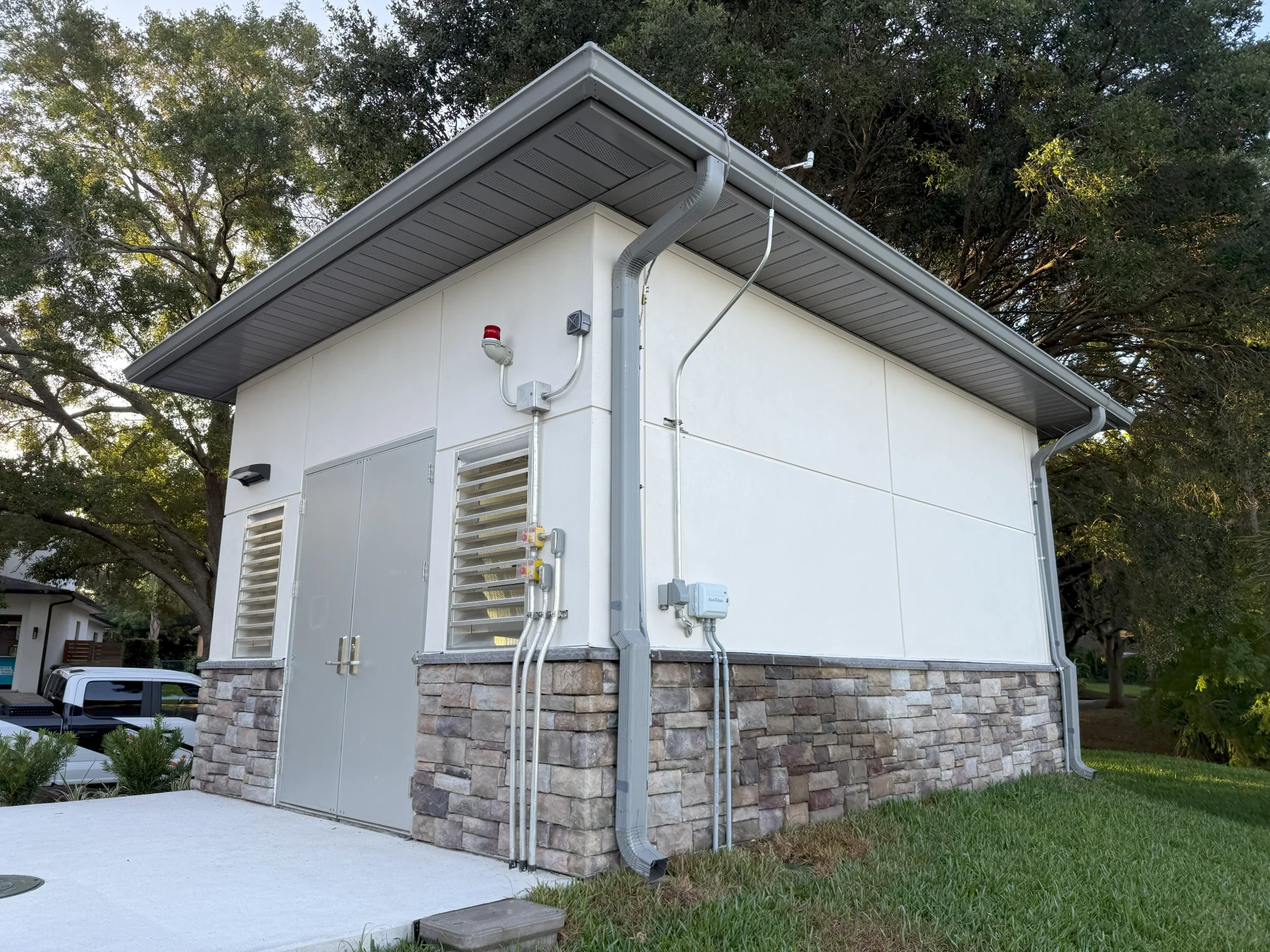 outdoor housing unit with lawn